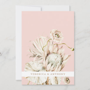 Wild Boho Protea Pampas Grass Blush Wedding Foto Einladung