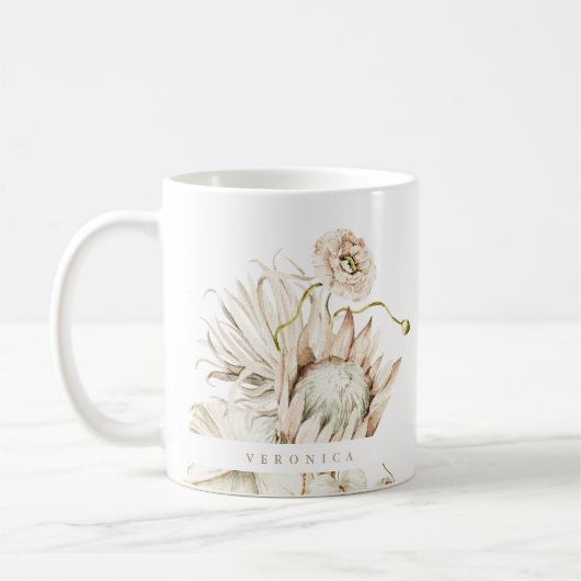 Wild Boho Protea Pampas Grass Floral Personalisier Kaffeetasse (Links)