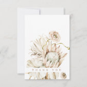 Wild Boho Protea Pampas Grass Floral Wedding Foto Dankeskarte (Vorderseite)
