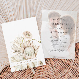 Wild Boho Protea Pampas Grass Floral Wedding Foto Einladung