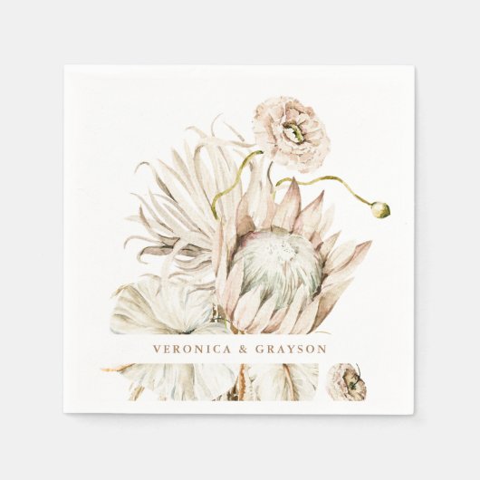 Wild Boho Protea Pampas Grass Floral Wedding Serviette (Vorderseite)