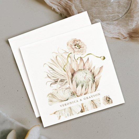 Wild Boho Protea Pampas Grass Floral Wedding Serviette