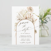 Wild Boho Protea Pampas Grass Wedding Foto Save The Date (Stehend Vorderseite)