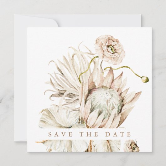 Wild Boho Protea Pampas Grass Wedding Foto Square Save The Date (Vorderseite)