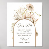 Wild Boho Protea Pampas Grass Wedding Open Bar Poster (Vorne)