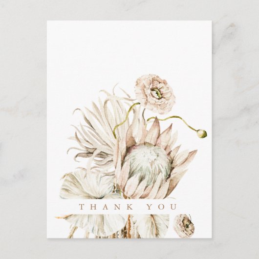 Wild Boho Protea Pampas Grass Wedding Vielen Dank Postkarte (Vorderseite)