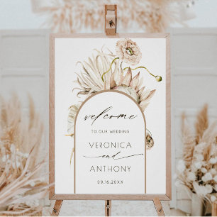 Wild Boho Protea Pampas Grass Wedding Willkommen Poster