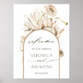 Wild Boho Protea Pampas Grass Wedding Willkommen Poster (Vorne)