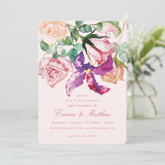 Wild Botanical Maximalism Wedding Einladung (Stehend Vorderseite)