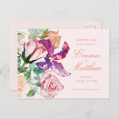 Wild-botanischer Maximalismus Hochzeit retten das  Postkarte (Vorne/Hinten)