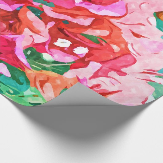 Wild Bougainvillea, Bloom Summer Floral Bohemisch Geschenkpapier (Ecke)