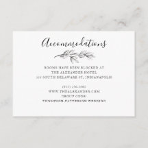 Wild Bouquet Wedding Hotel Information Card | B&W