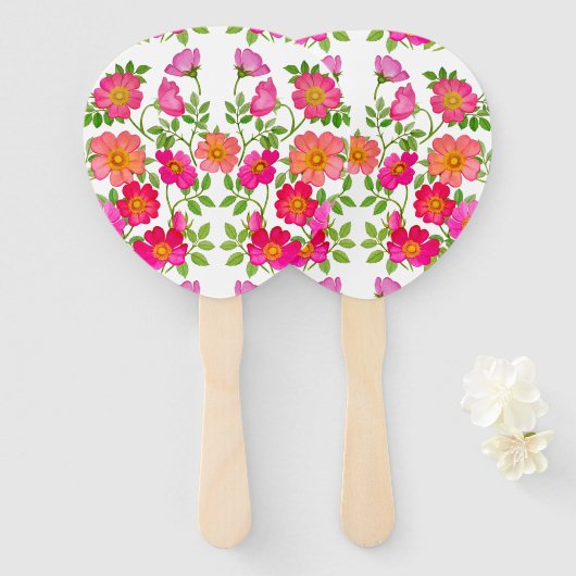 Wild-Briar-Rose Hochzeitspaddelhandfan Fächer (Vorne und Hinten)