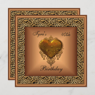 Wild Bronze Heart Jewel Gold Elegant 40. Geburtsta Einladung