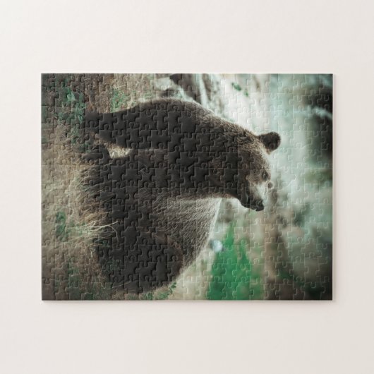 Wild Brown Grizzly Bärenwald Landschaft Aussicht Puzzle (Horizontal)