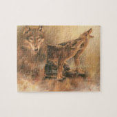 Wild Brown Howling Wolves Puzzle (Horizontal)