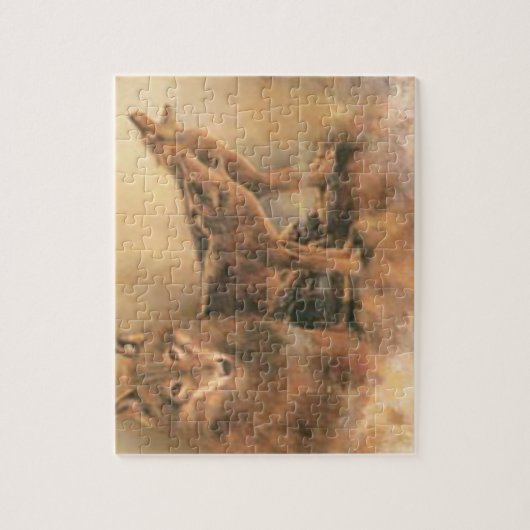 Wild Brown Howling Wolves Puzzle (Vertikal)