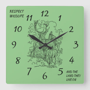 Wild & Buck respektieren Wildnis und Natur Square  Quadratische Wanduhr