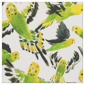 WILD BUDGIES Green Parakeets Stoff (Nahaufnahme)