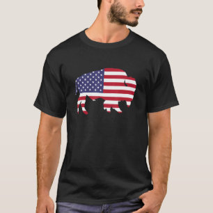 Wild Buffalo American Flag Vintage Silhouette T-Shirt