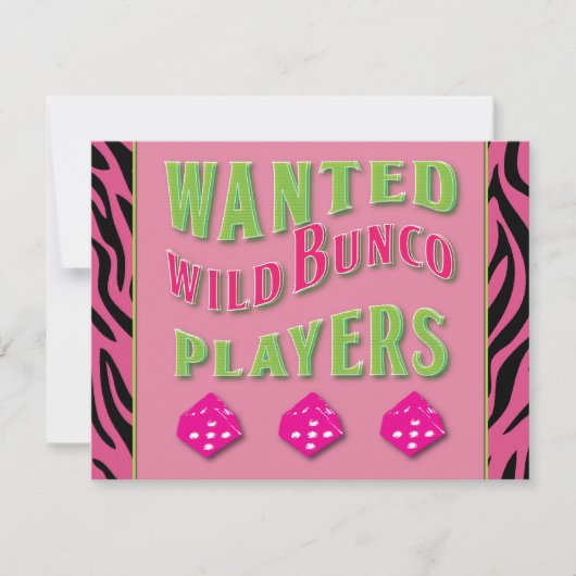 Wild Bunco Spieler Einladung (Vorderseite)
