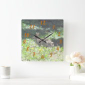 Wild Bunny Clock Quadratische Wanduhr (Zuhause)
