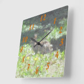 Wild Bunny Clock Quadratische Wanduhr (Winkel)