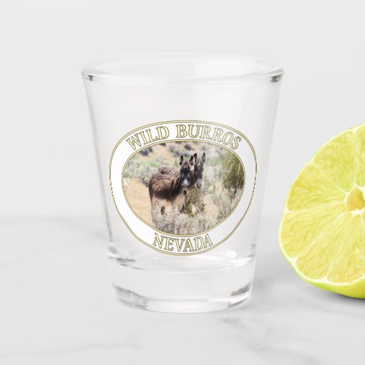 Wild Burros / Esel Nevada Schnapsglas (Vorderseite)
