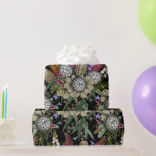 Wild Bush Blume Bouquet - Protea & Grevillea Geschenkpapier