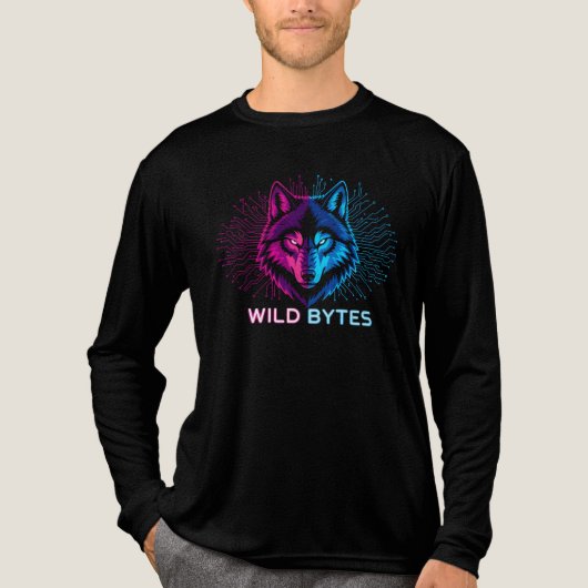 Wild Bytes Cyber Wolf Futuristic Tech Animal Head Tri-Blend Shirt (Vorderseite)