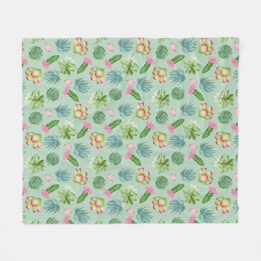 Wild Cactus Pattern Fleecedecke (Vorderseite (Horizontal))