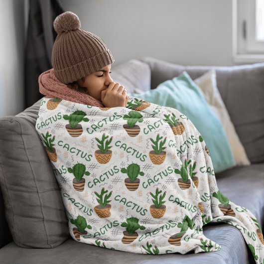 Wild Cactus Pattern Fleecedecke