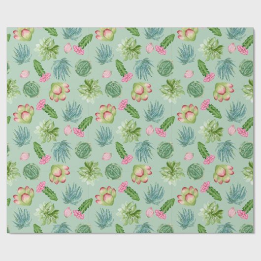 Wild Cactus Pattern Geschenkpapier (Flach)