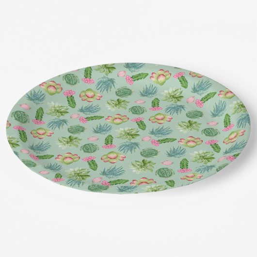 Wild Cactus Pattern Pappteller (Schrägansicht)