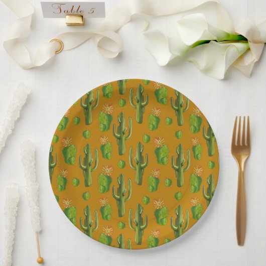 Wild Cactus Pattern Pappteller (Hochzeit)