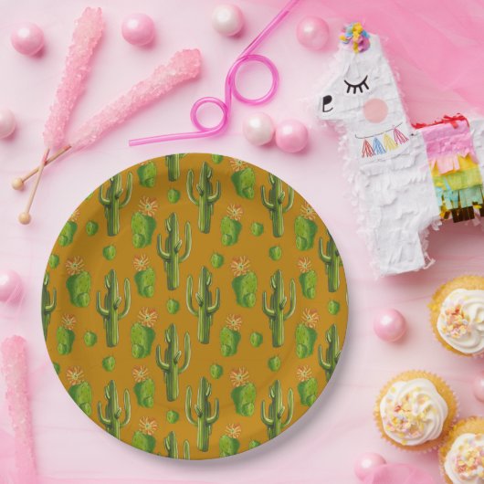 Wild Cactus Pattern Pappteller (Party)