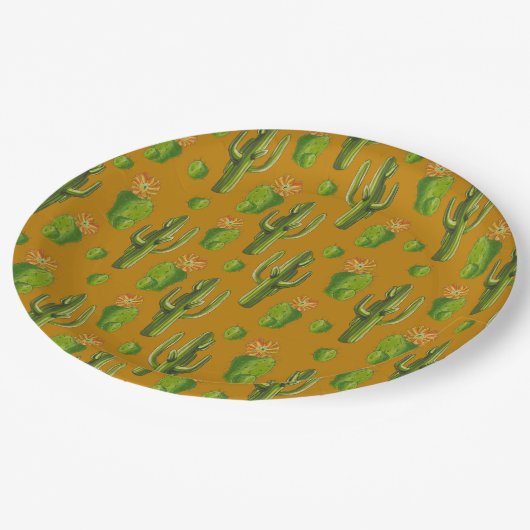 Wild Cactus Pattern Pappteller (Schrägansicht)