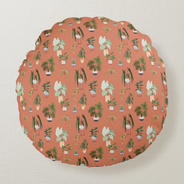 Wild Cactus Pattern Rundes Kissen (Vorderseite)