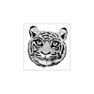 Wild Cat Face Rubber Briefmarke Gummistempel