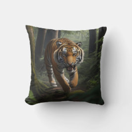 Wild Cat in Golden Forest Scene Kissen