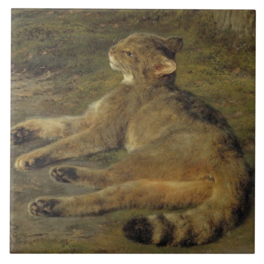 Wild Cat (von Rosa Bonheur) Fliese (Vorderseite)