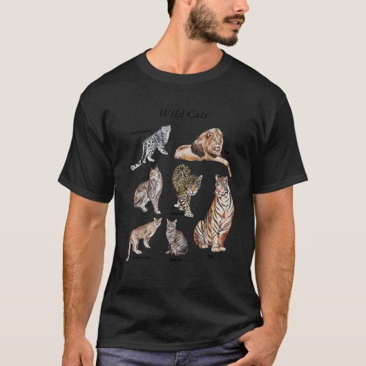 Wild Cats Animals of the World Educational Wild An T-Shirt (Vorderseite)