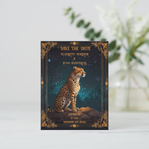Wild Cheetah Wedding Einladung Postkarte
