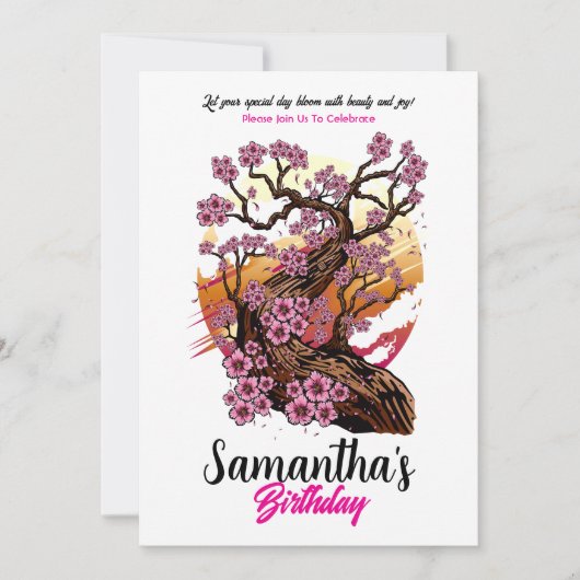 Wild Cherry Blossom Geburtstag Einladung (Vorderseite)