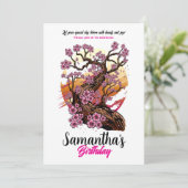 Wild Cherry Blossom Geburtstag Einladung (Stehend Vorderseite)