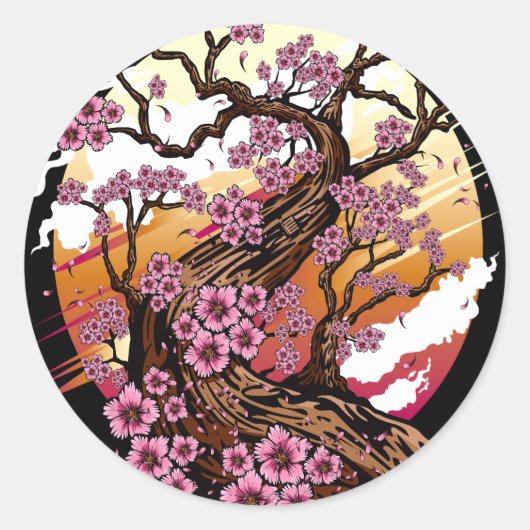 Wild Cherry Blossom Runder Aufkleber (Vorderseite)