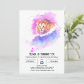 Wild Chic Lion Birthday Einladung (Stehend Vorderseite)