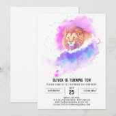 Wild Chic Lion Birthday Einladung (Vorne/Hinten)