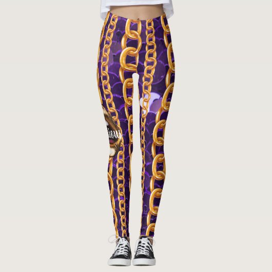 Wild Chic Muster Gold Lippen Geschenk Schönheit Gi Leggings (Vorderseite)