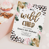 Wild Child Gold Pink Leopard Print Birthday Party Einladung